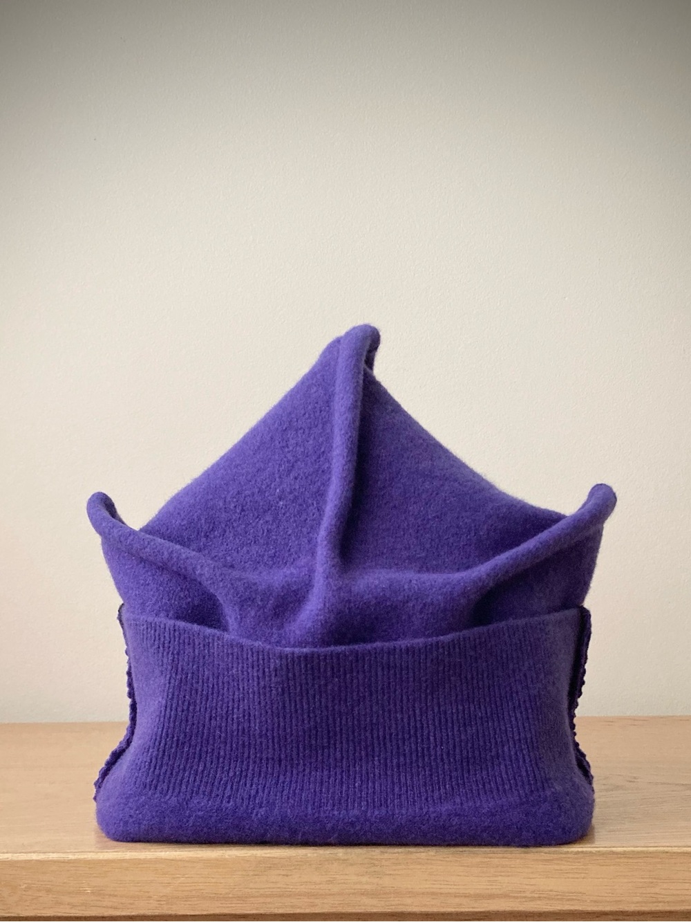 joodito origami crown angora wool sweater hat bucket beanie cap cloche purple